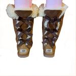 UGG  TAN & BROWN SUEDE & SHEARLING TALL "BAILEY BOW" PULL ON BOOTS (6) Photo 6
