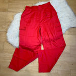 Haute Monde Red satin cargo styles high waisted wide leg pants M Photo 9