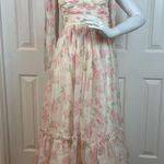 Mable Floral Bustier Maxi Dress with Self Tie Straps Photo 1
