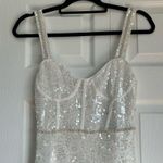 Lulu’s Exceptionally Glamorous White Sequin Pearl Bustier Midi Dress Size XS Photo 4