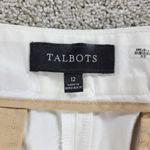 Talbots Womens Cropped Pants 12 White Wide Leg Capri Gold Button Pockets Stretch Photo 1
