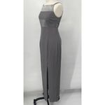 Vintage 90s Column Gown Sleeveless Square Neckline Maxi Slinky Silver Gray XS Photo 5
