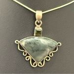 Vintage Handcrafted 925 Sterling Silver Moss Agate Stone & Peridot Pendant 10g. Green Photo 12