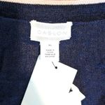 Caslon Nordstrom Cardigan Sweater Womens XL Linen Navy Blue Tan Boyfriend NWT Photo 1