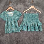 Madewell  Set Skirt N Top Tiered Mini Skirt Ditsy Floral Color V Neck Blouse 4 Photo 1