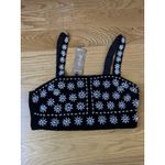 Nasty Gal Black Velvet Festive NYE Set Wide Leg High Waisted Pants Beaded Cropped Tank Sm Photo 7