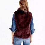 J.Crew  Faux Fur Vest Burgundy Red Full Zip Size Small Fall Winter Style Photo 1