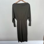 Hem & Thread Dolman Sleeve Ribbed Knit Long Sleeve Midi Dress Dark Green Small Photo 8