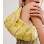 Free People  Real World Clutch Leather in yellow with brown stitch & silk lining Photo 2
