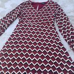Lulus Burgundy Zig Zag Casual V Neck Long Sleeve Dress Size Medium Red Photo 6