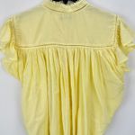 Madewell Shirred Lace Trim Top Blouse Cotton Viscose Iced Lemon Yellow Small NWT Photo 12