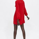 ZARA  Red Long Sleeve‎ Shift Dress With Button And Tie Detail Womens Size XS Photo 9