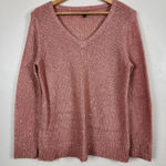 Apt. 9  Women’s Long Sleeve Pink V-Neck Sparkled Sweater Size Large Preppy Photo 0