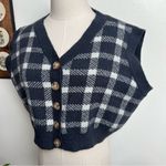 Academia Plaid Cropped Sweater Vest Gray Size L Photo 2