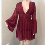 MISS ORD CUTE Ruffle Pintuck Dres Sz L WINE Maroon Romantic Cottagecore NWT #125 Red Size L Photo 4