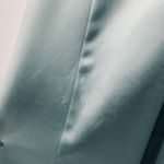 Vintage 90s Satin Gown Fit & Flare Floral Lace Bodice Bow Back Mint Green Blue 4 Photo 13