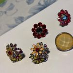 Lot Of 3 Women’s Costume Earrings Pierced Mix Some Yellow Red Etc Flowers /Round Photo 3