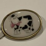 Female Dairy Milk Cow With Pink Bow Brooch Pin Handmade Handcrafted White Photo 6