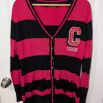 COOGI Vintage  Letterman Button Down Cardigan  Women's 1X Pink/Black Photo 0