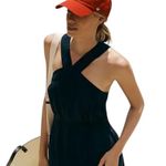 Anthropologie Key Hole Halter Black Jumpsuit Size 6 Black Gauzy Photo 0