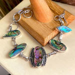 Abalone Sterling Silver Toggle Bracelet Boho Jewelry Blue Photo 0