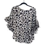 JODIFL Animal Print Top Women Size Small S Ruffle Sleeve Professional Career Photo 0