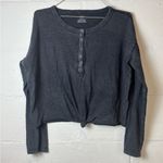Aerie  Woman’s Charcoal Grey Long Sleeve Lightweight Semi Cropped Tee Size XS Photo 0