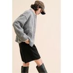 Free People Oversized Willow Bomber Jacket in Grey Size Large Academia Preppy Photo 1