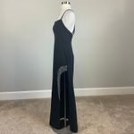 Black Backless Beaded Thigh Slit Evening Gown Size 12 Nightway Long Formal Dress Photo 3