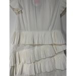Celia B Bjorn Dress White Crisp Cotton Size Large NWT Pleated Ruffled Trim Photo 14