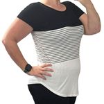 Filly Flair MEDIUM Colorblock Striped Short Sleeve Round Hem Tee T-Shirt Photo 3