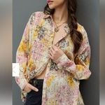 Pilcro | Anthropologie Smocked Buttondown Boho Blouse Women’s Size XXSP Pink Photo 1