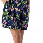 Crown & Ivy  NWT Women's Short Sleeve Printed Smocked Bib Dress Navy Tropic XL Photo 0