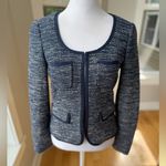 Banana Republic  Navy Blue White Tweed Cropped Lady Jacket Size 0 Photo 8