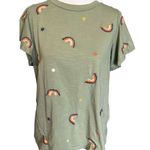 THML Green Rainbow Flutter Sleeve Top Lg Anthropologie Photo 0