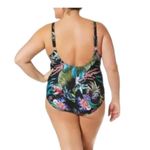 Terra & Sky Plus Size  Black Floral Cupped V-Neck Swimsuit Size 2X EUC #2443 Photo 2