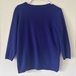 Talbots Royal Blue 100% Cashmere 3/4 Sleeve Crewneck Sweater Size Medium Chic Photo 0