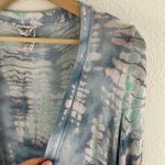 Hard Tail Forever HARDTAIL Blue White Tie Dye Soft Knit Slouchy Open Drape Athleisure Cardigan Photo 4