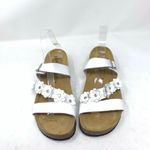 Autenti 41 White Leather Floral Accent Cork Footbed Sandal 12074 Size 9.5 Photo 6