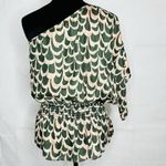 Tbags Los Angeles T-Bags Los Angeles One-Shoulder Top Size S Green Pink Scallop Pattern Smocked Photo 5