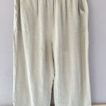 Vero Lino Linen Neutral Stripe‎ Lagenlook Pants European Summer Size L/XL White Photo 0
