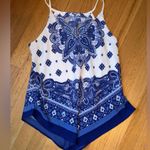A Byer A. Byer Blue and White Paisley Blouse Photo 0