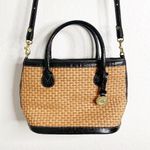 Brahmin  Natural Straw Weave Croc Leather Crossbody Bag Photo 0