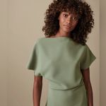 Reiss  Marcia Slash Neck Cinch Waist Dress Pale Sage Green 8 Photo 12