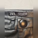 ZARA Pants Womens Medium Black Faux Leather Skinny Leg Moto High Waist Vegan S Photo 7