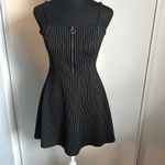 EXPRESS Quarter Zip-Up A-Line Pin Stripe Skater Mini Dress Photo 1