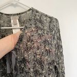 LOGO By Lori Goldstein  Printed Sheer Lace Cardigan with Tie Gray ish Floral Boho Photo 6