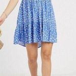 Stradivarius sleeveless shirt dress in blue floral print Sz Small Boho Ruffles Photo 0