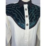 Roper Western Blouse Button front rodeo top shirt Small USA Velvet Bling Vintage Photo 9