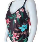NWT Jamaica Bay Tropical Nights Brown Floral Tankini Top (14D) Brown Size 14 Photo 0